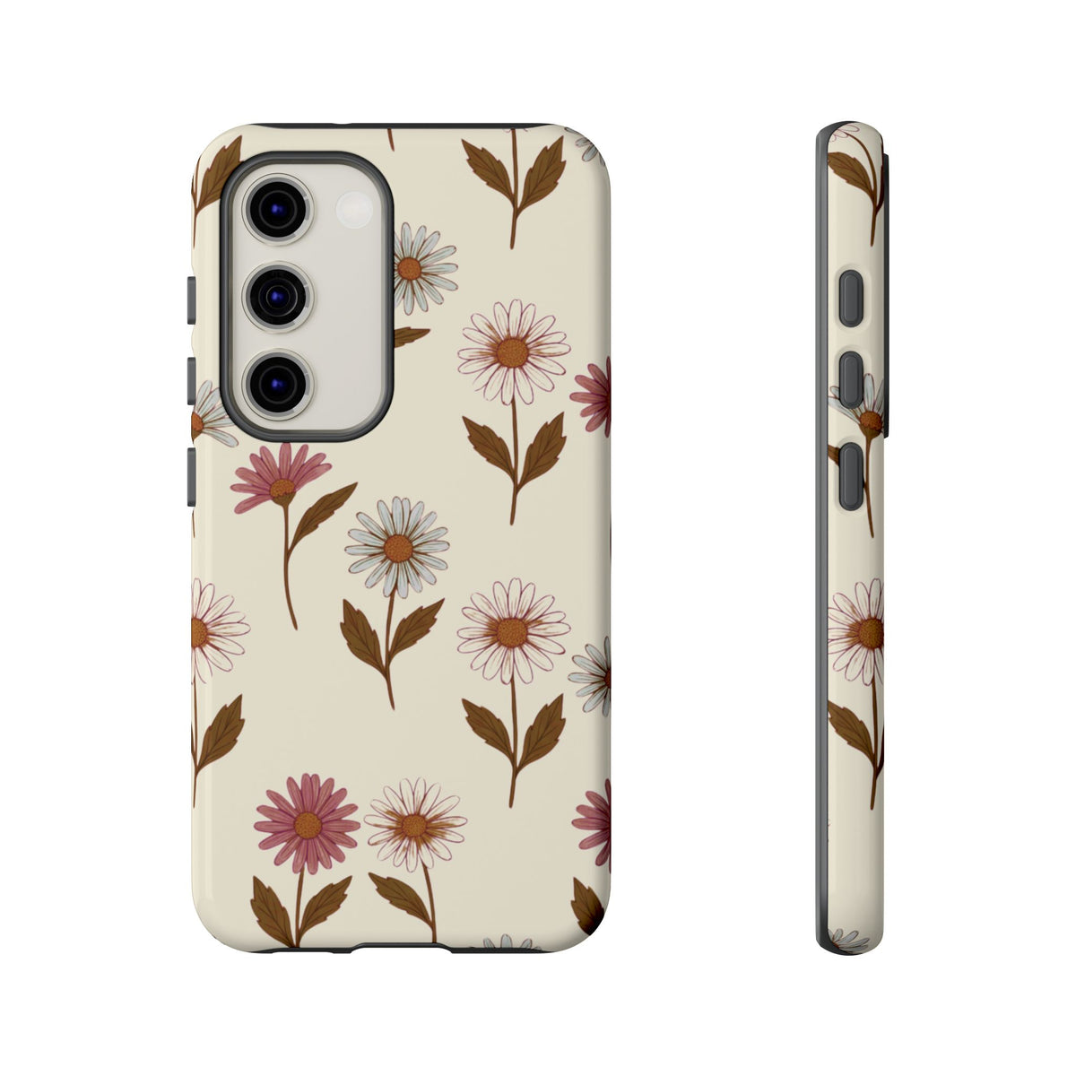 Pretty Cream & Rose Daisy Pattern Phone Case
