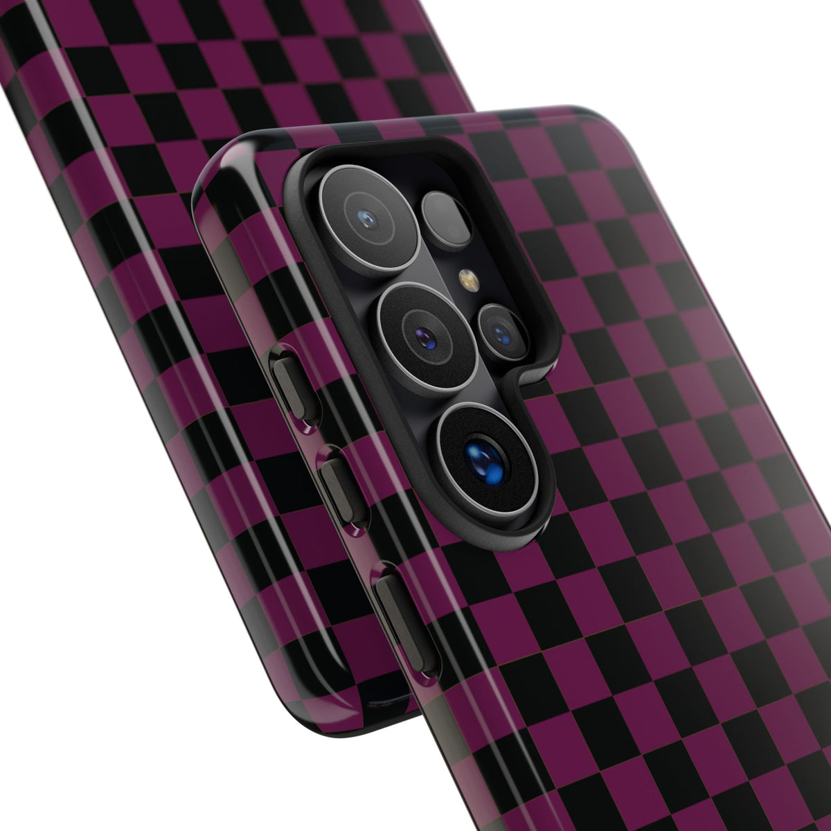 Trendy Plum & Black Small Checked Pattern Phone Case - Purple Phone Case