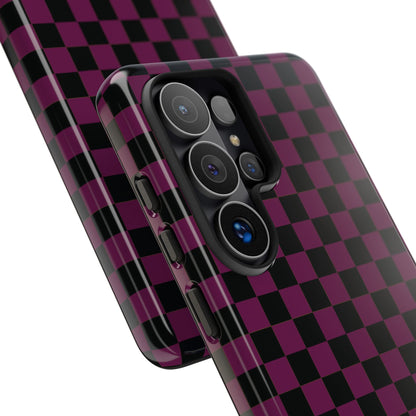 Trendy Plum & Black Small Checked Pattern Phone Case - Purple Phone Case