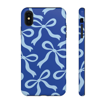 Bold Cobalt Blue and Powder Blue Bow Pattern Phone Case - Blue Phone Case - iPhone XS MAX / Glossy