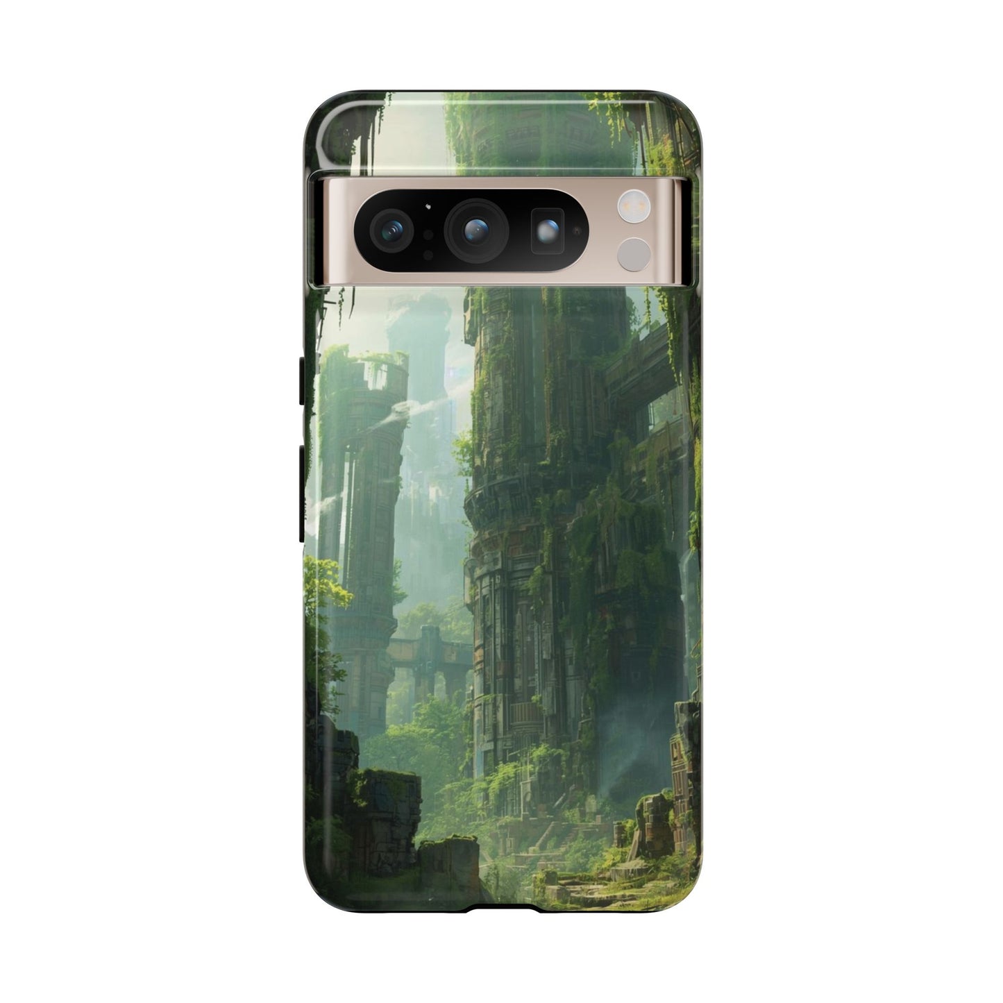 Google Pixel 8 Pro / Glossy Phone Case - Overgrown Future Ruins Sci-fi Phone Case