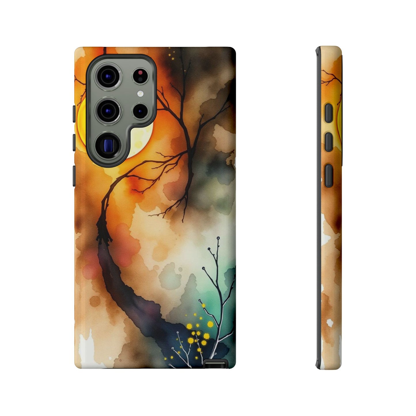 Samsung Galaxy S23 Ultra / Glossy Phone Case - Abstract Watercolour Gothic Scene Phone Case