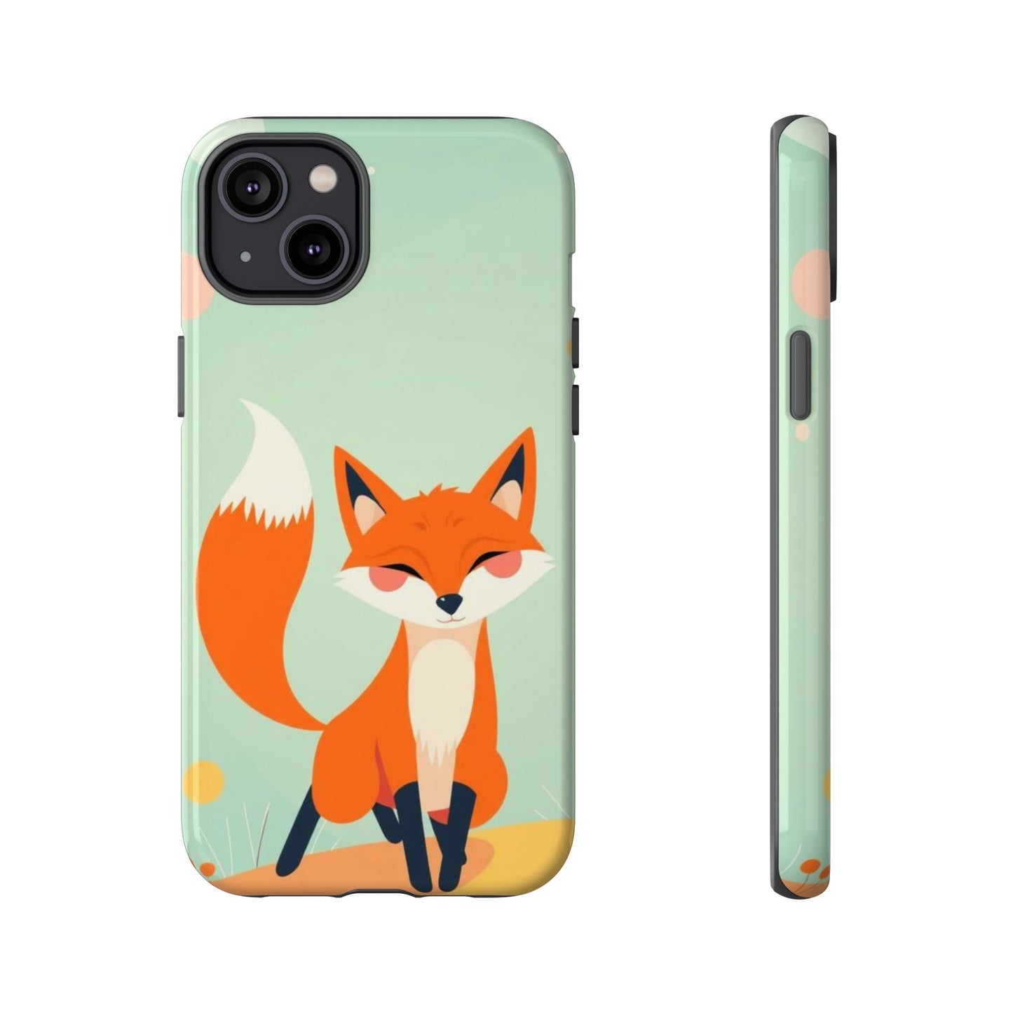 iPhone 14 Plus / Glossy Phone Case - Happy Fox Design Phone Case