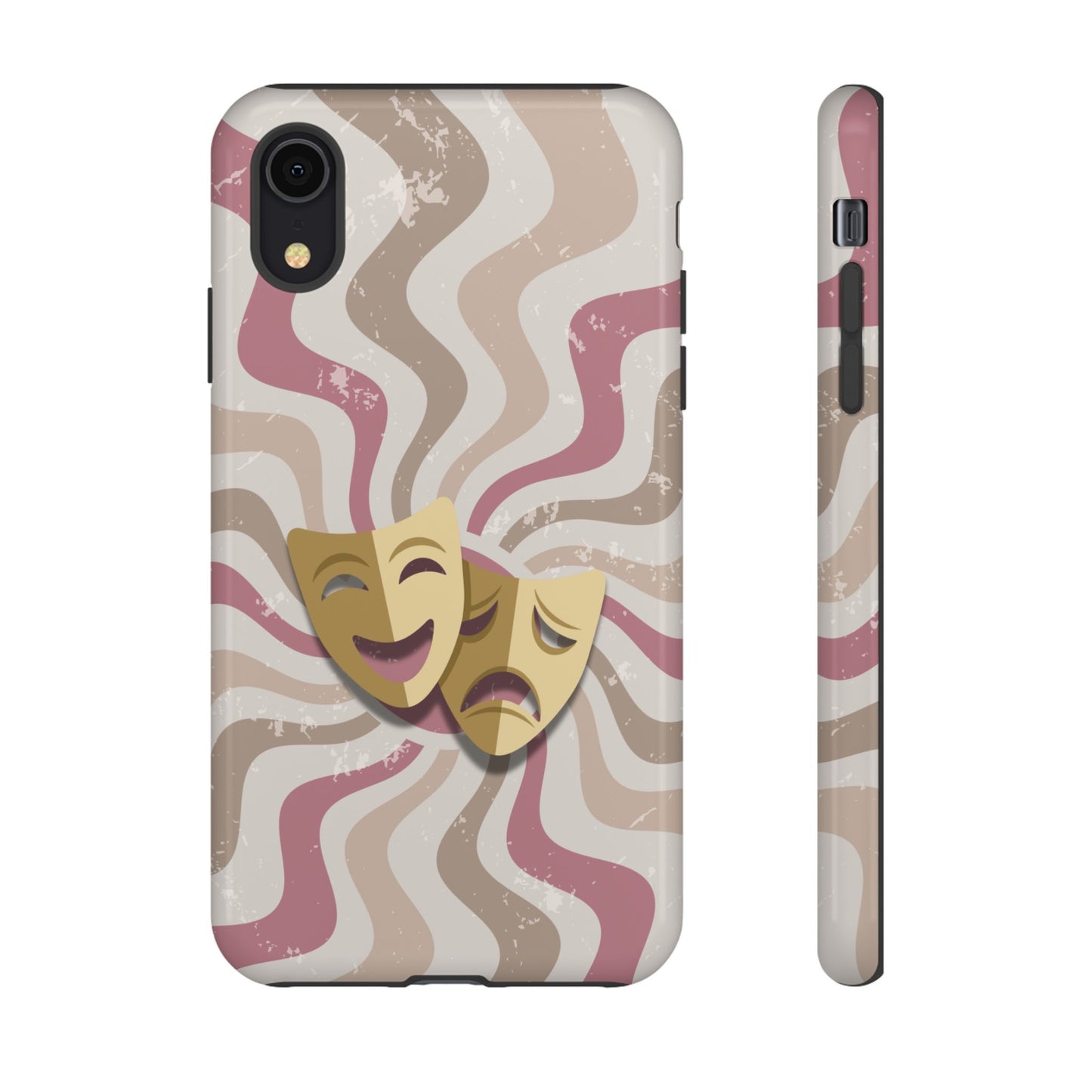 Comedy & Tragedy Masks – Pink Minimal Retro Wave Phone Case - Pink Phone Case - iPhone XR / Glossy