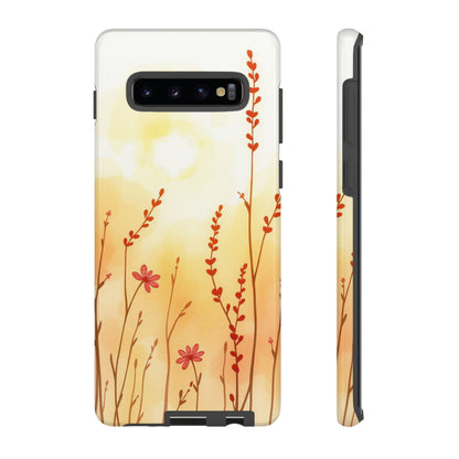 Samsung Galaxy S10 Plus / Glossy Phone Case - Boho Chic Watercolour Wildflower Dusk Pattern Phone Case