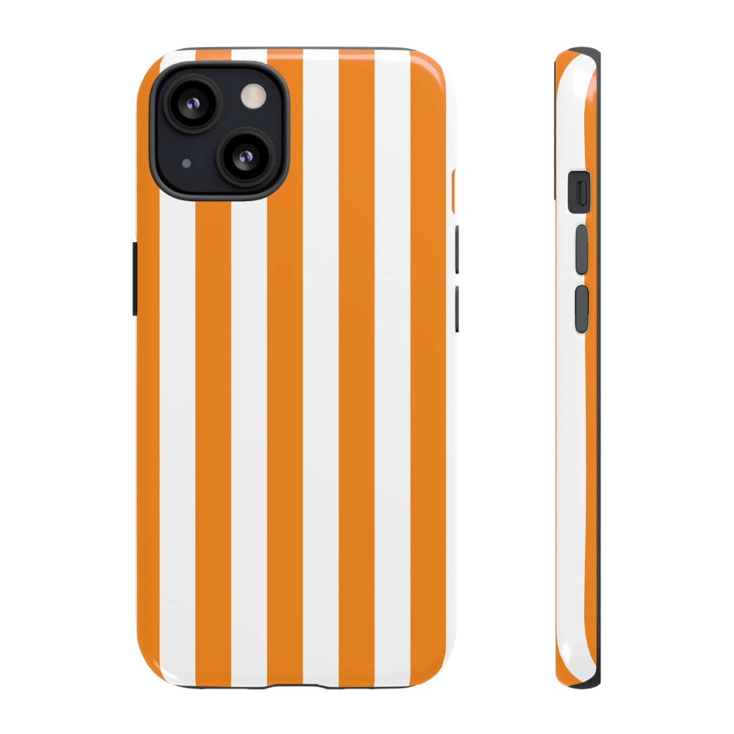 iPhone 13 / Glossy Phone Case - Simple Yellow & White Stripe Pattern Phone Case