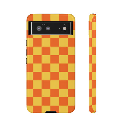 Trendy Orange & Yellow Checked Pattern Phone Case - Orange Phone Case - Google Pixel 6 / Glossy