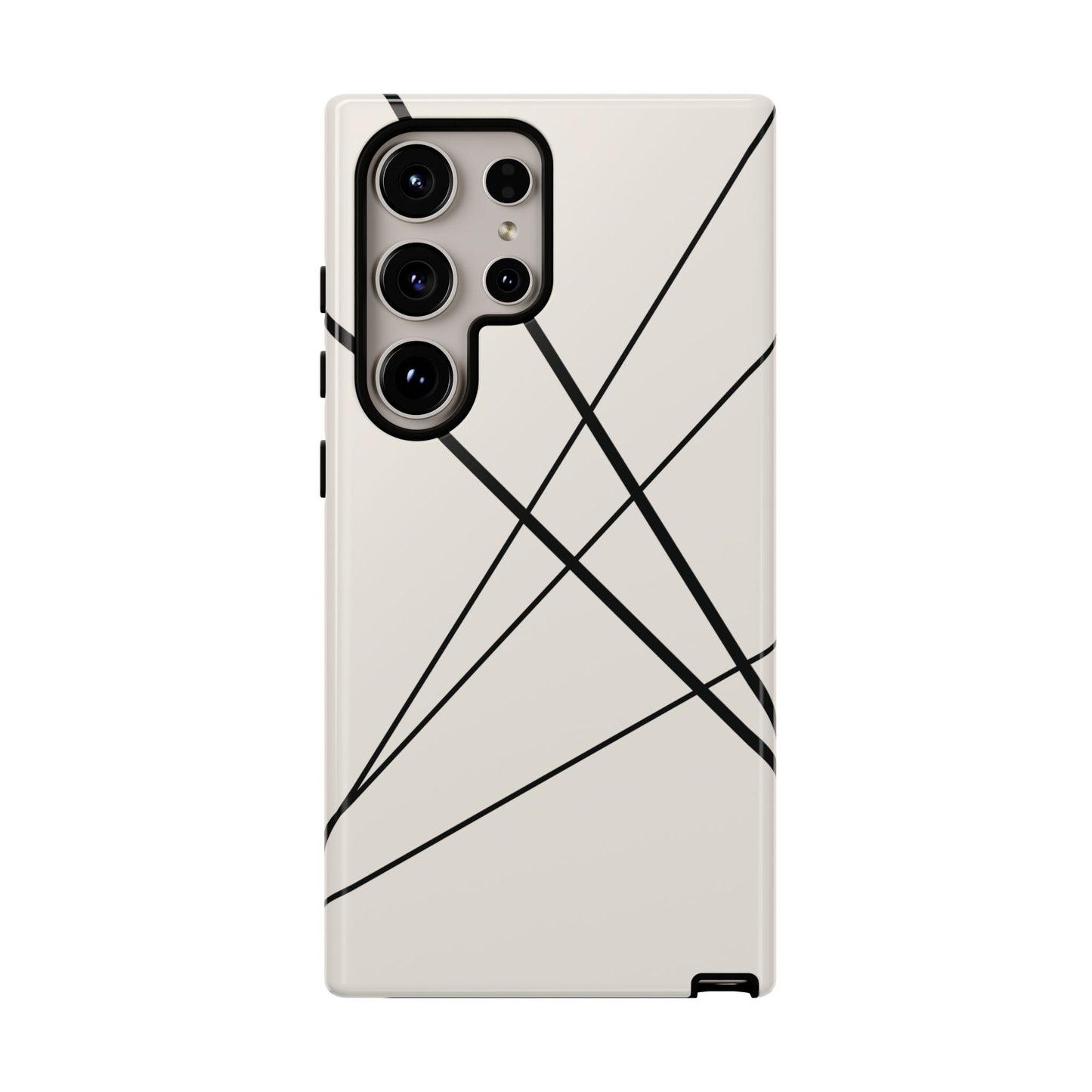 Samsung Galaxy S24 Ultra / Glossy Phone Case - Abstract White with Black Lines Phone Case