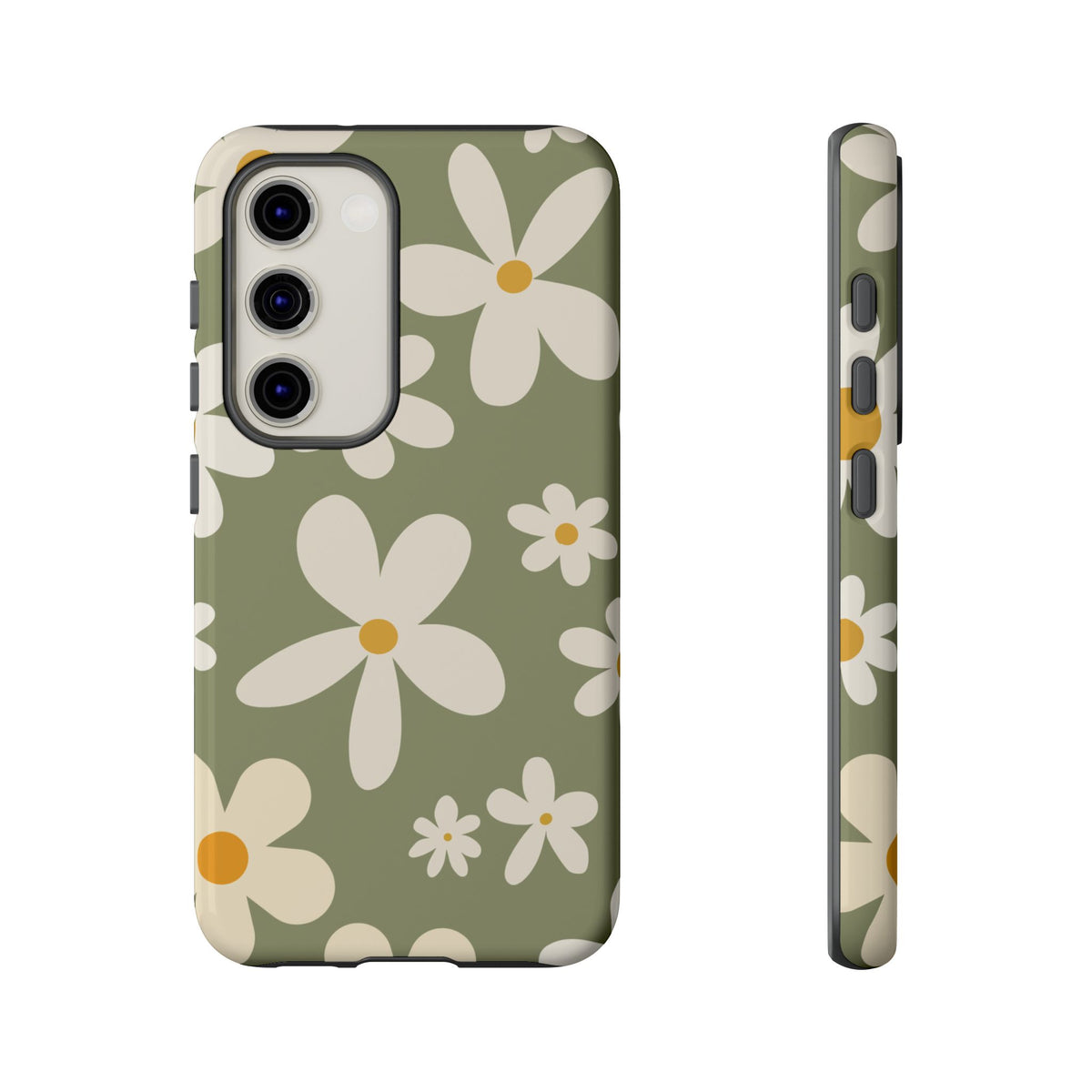 Chic Green Daisy Pattern Phone Case - Green Phone Case - Samsung Galaxy S23 / Glossy