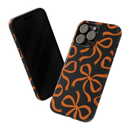 Bold Black and Burnt Orange Bow Pattern Phone Case