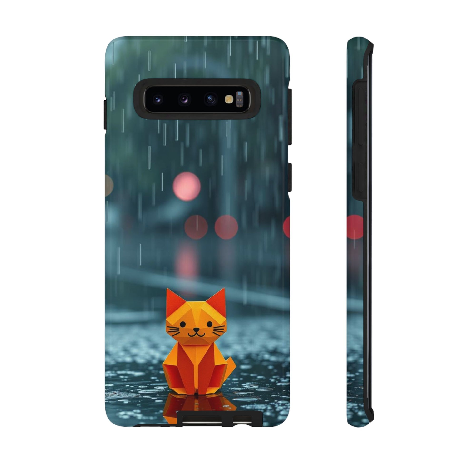 Cute Origami ’Soggy Cat’ Design Phone Case - Multicolor Phone Case - Samsung Galaxy S10 / Glossy