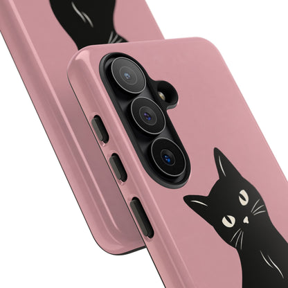Minimalist Blush Pink & Black Cat Phone Case
