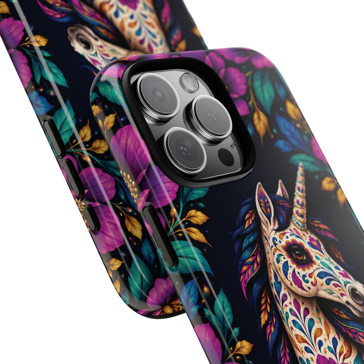 Elegant Purple and Teal Calavera Unicorn Phone Case - Phone Case
