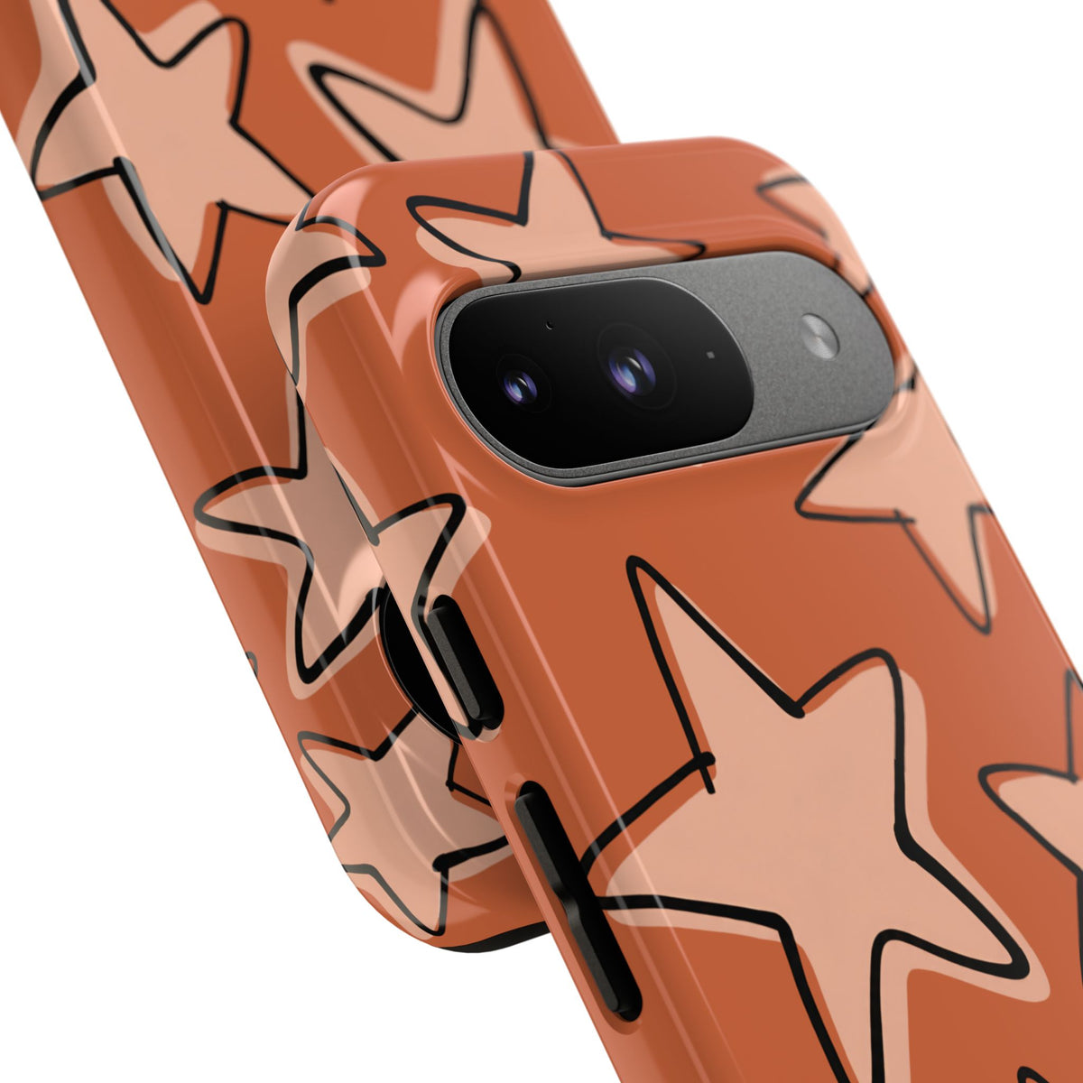 Burnt Orange Doodle Star Phone Case