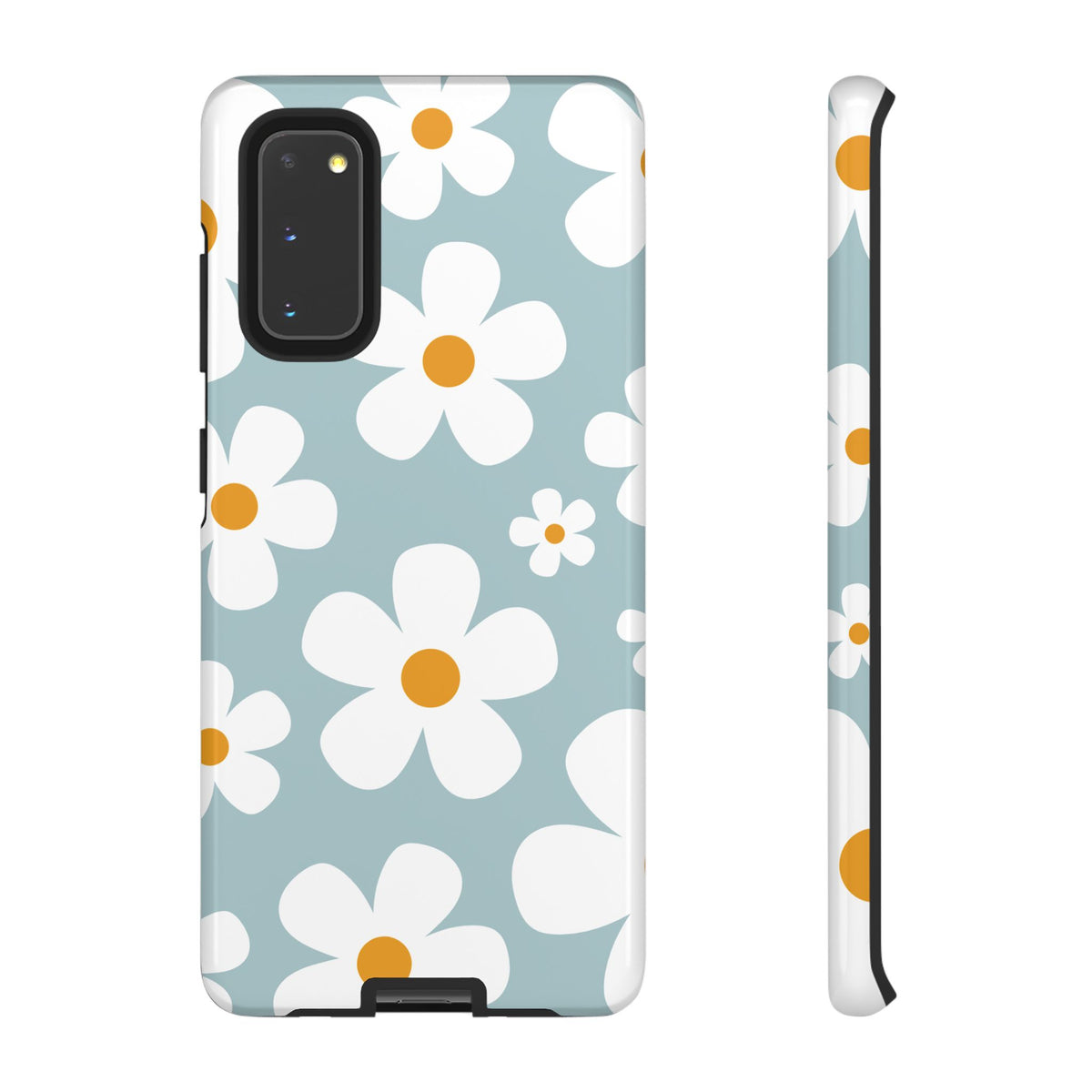 Cute Blue Daisy Pattern Phone Case - Blue Phone Case - Samsung Galaxy S20 / Glossy