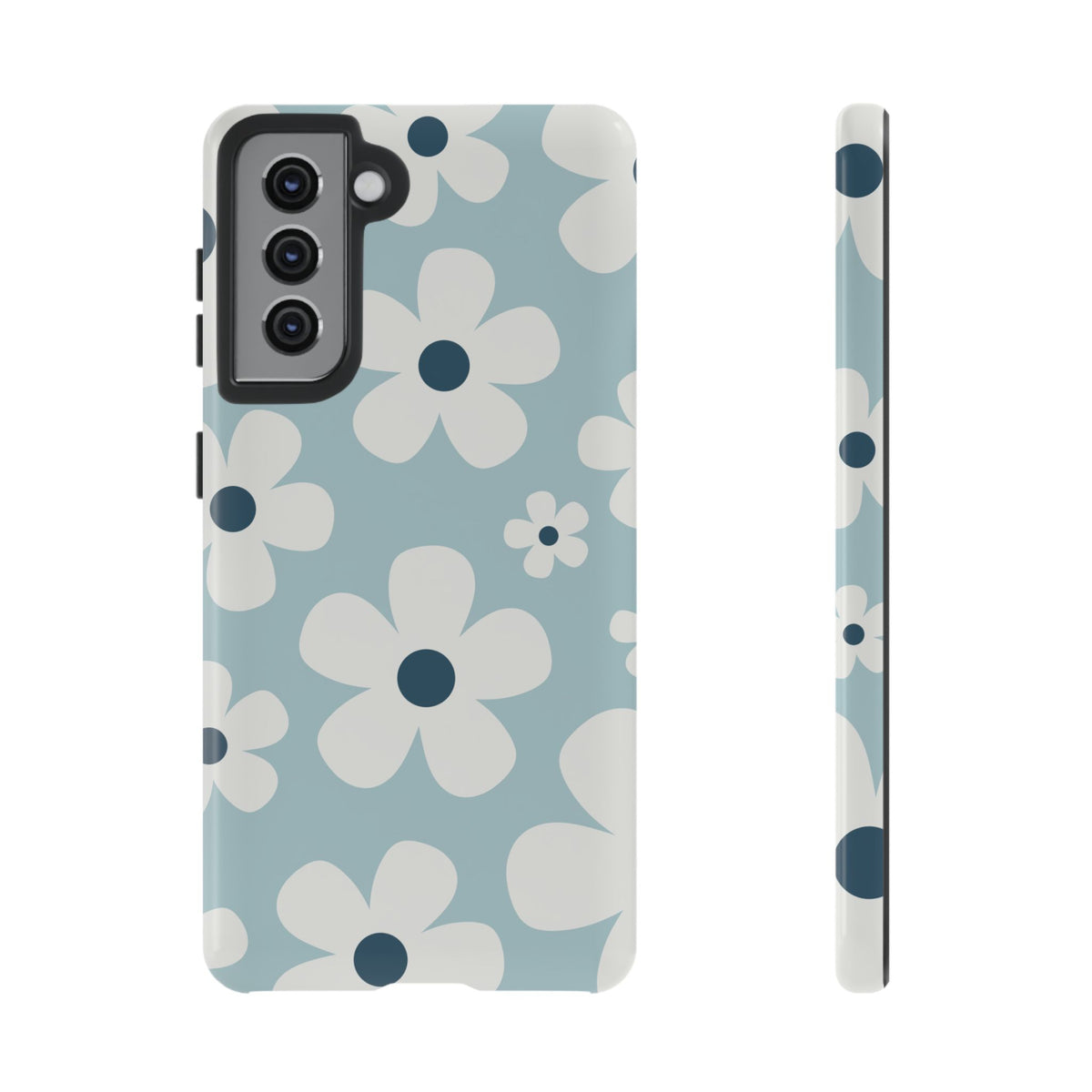 Cute Light Blue Daisy Pattern Phone Case - Blue Phone Case - Samsung Galaxy S21 / Glossy