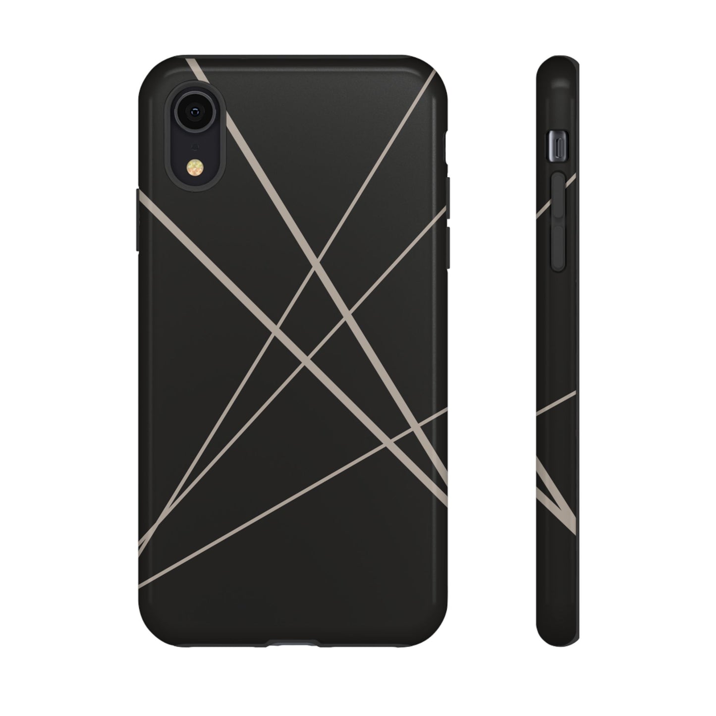 iPhone XR / Glossy Phone Case - Abstract Black with Grey Lines Phone Case