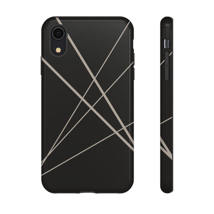 iPhone XR / Glossy Phone Case - Abstract Black with Grey Lines Phone Case