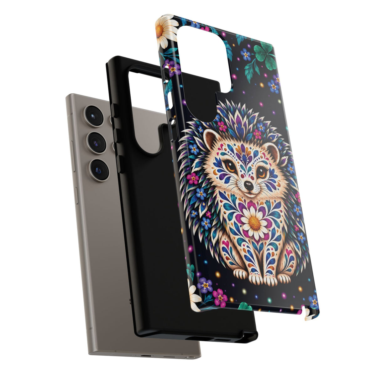Vibrant Purple and Teal Calavera Hedgehog Phone Case - Multicolor Phone Case