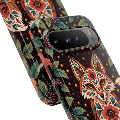 Vibrant Terracotta and Teal Calavera Fox Phone Case - Multicolor Phone Case