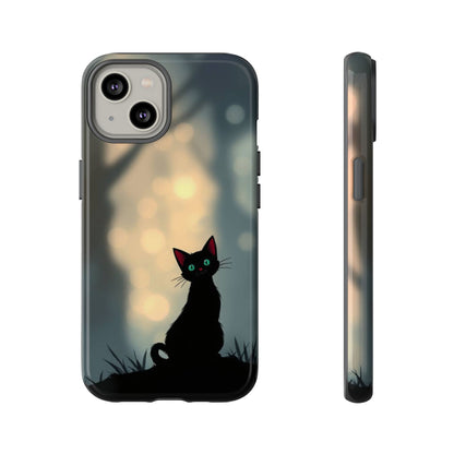 iPhone 14 / Glossy Phone Case - Gothic Cat Design Phone Case
