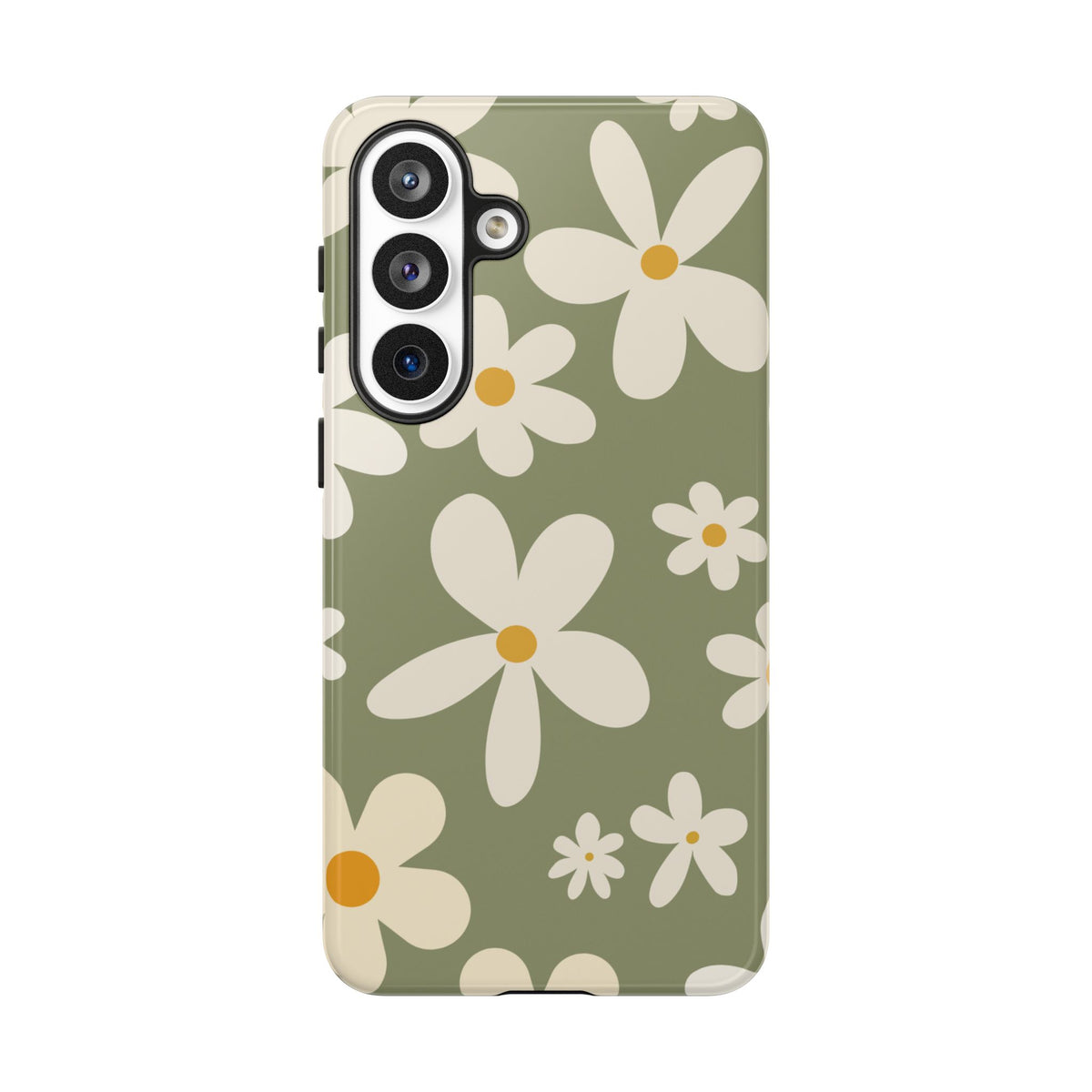 Chic Green Daisy Pattern Phone Case - Green Phone Case - Samsung Galaxy S26 Plus / Glossy