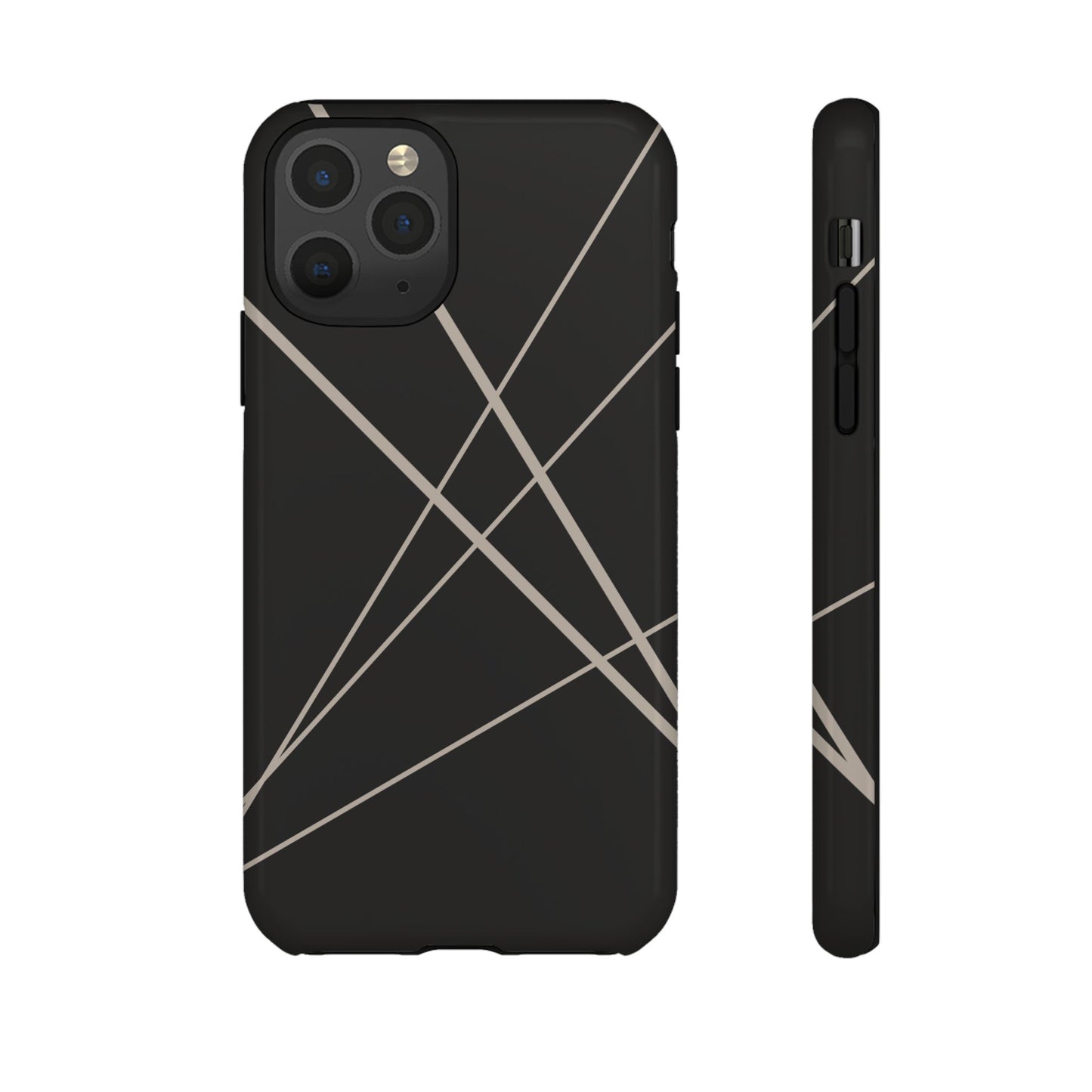 iPhone 11 Pro / Glossy Phone Case - Abstract Black with Grey Lines Phone Case