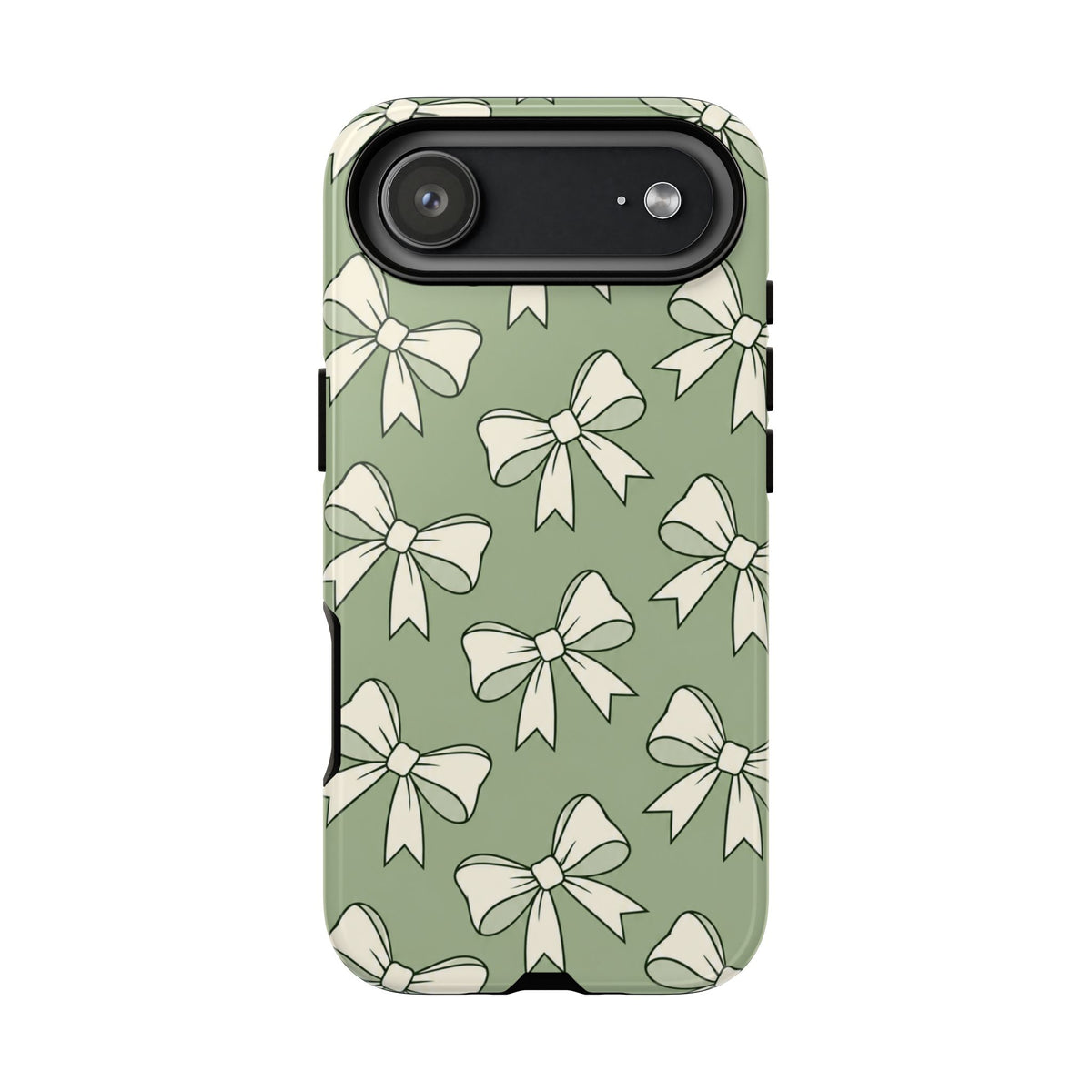 Chic Sage Green Bow Pattern Phone Case