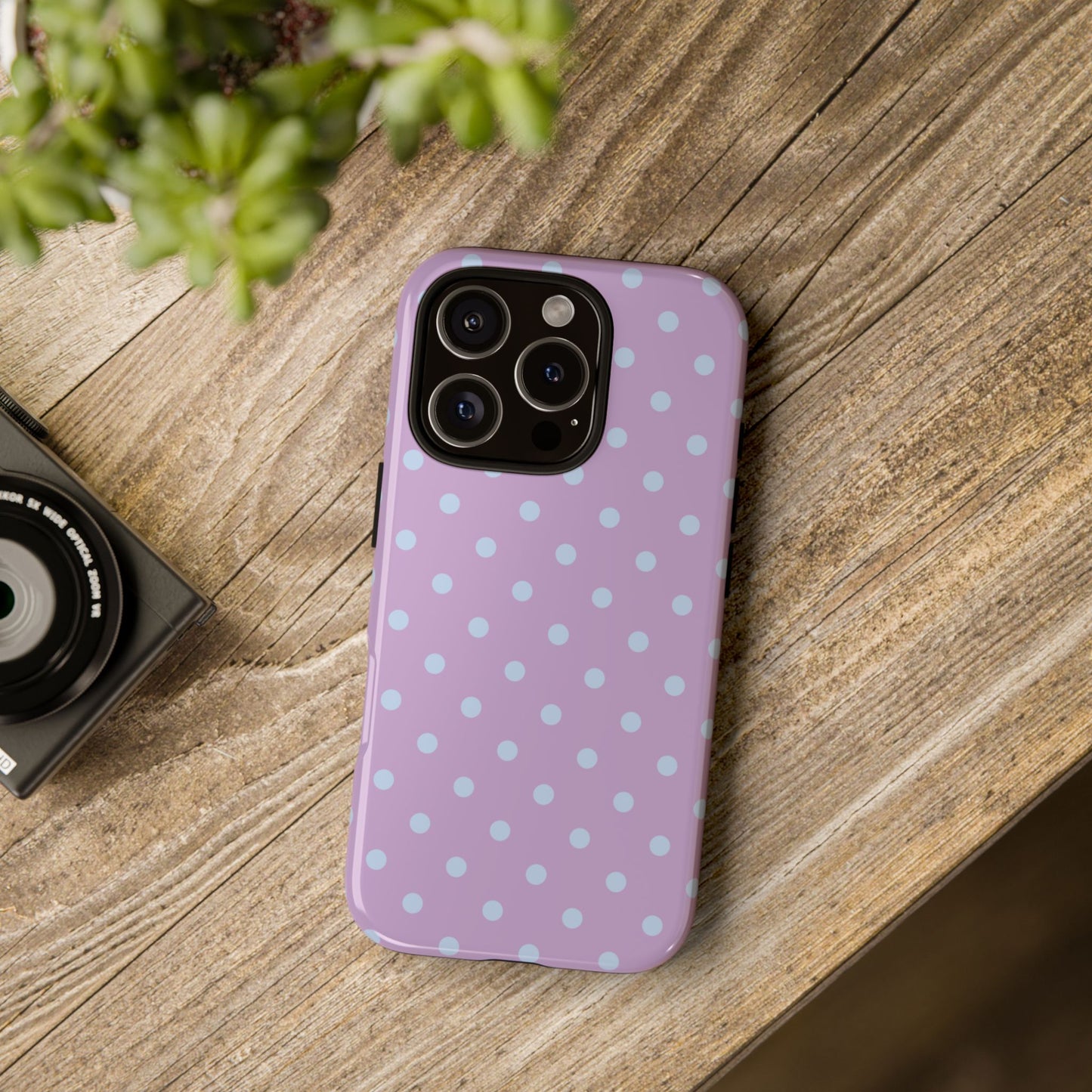 Trendy Lilac & Ice Blue Dot Pattern Phone Case