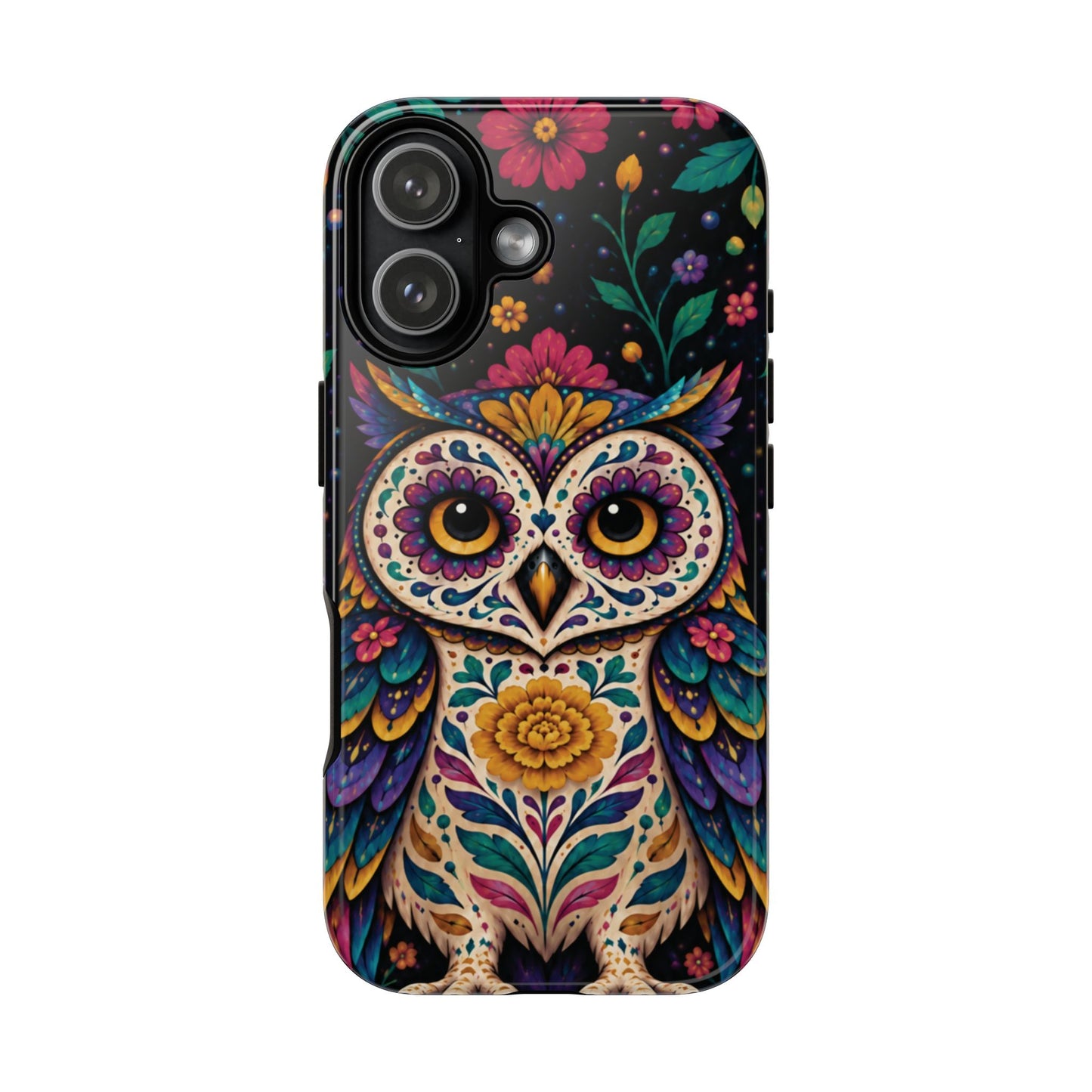 Vibrant Purple and Teal Calavera Owl Phone Case - Multicolor Phone Case - iPhone 17 / Glossy