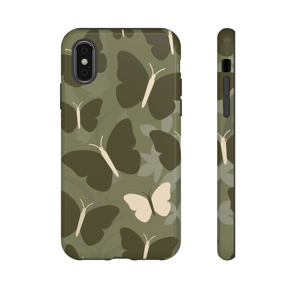Minimalist Olive Green Butterfly Pattern Phone Case - Green Phone Case - iPhone X / Glossy
