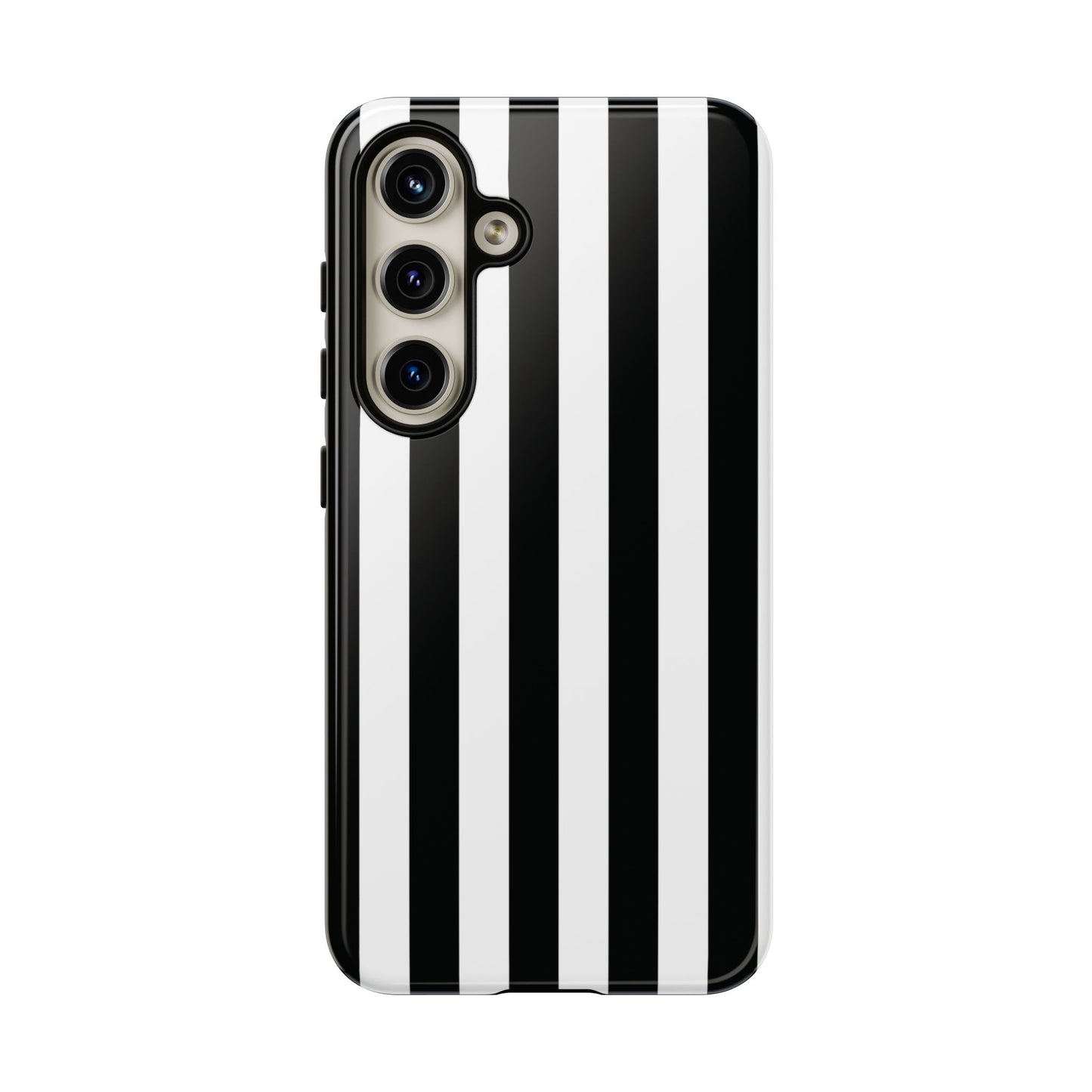 Samsung Galaxy S24 / Glossy Phone Case - Simple Black & White Stripe Pattern Phone Case