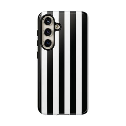 Samsung Galaxy S24 / Glossy Phone Case - Simple Black & White Stripe Pattern Phone Case