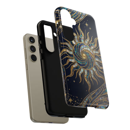 Elegant Navy & Gold Solar Spiral Phone Case