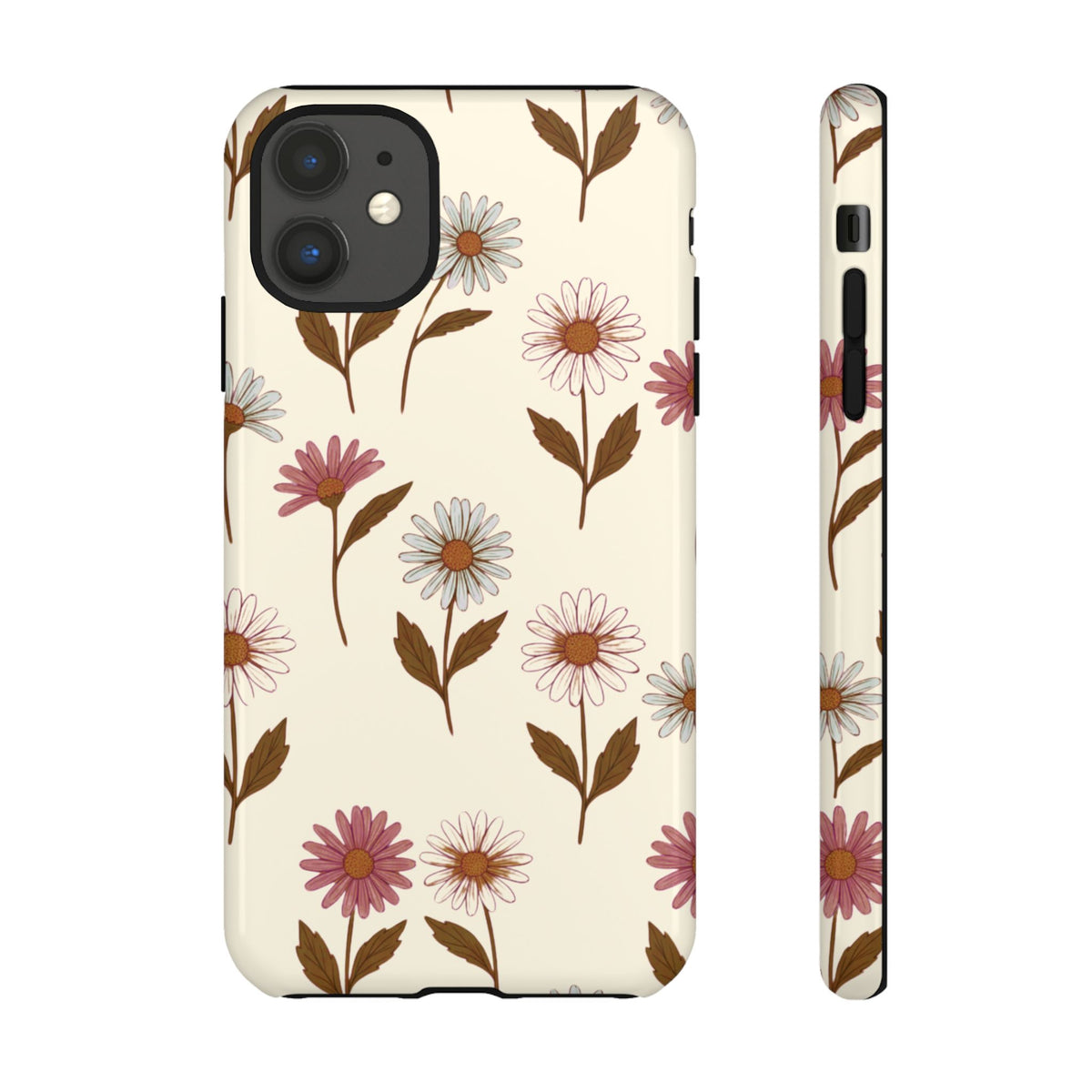 Pretty Cream & Rose Daisy Pattern Phone Case