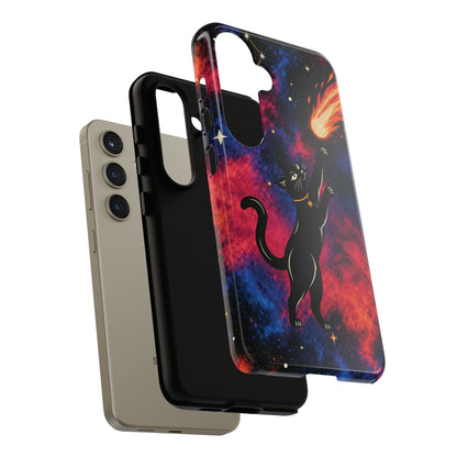 Whimsical Multicolour Celestial Black Cat Phone Case