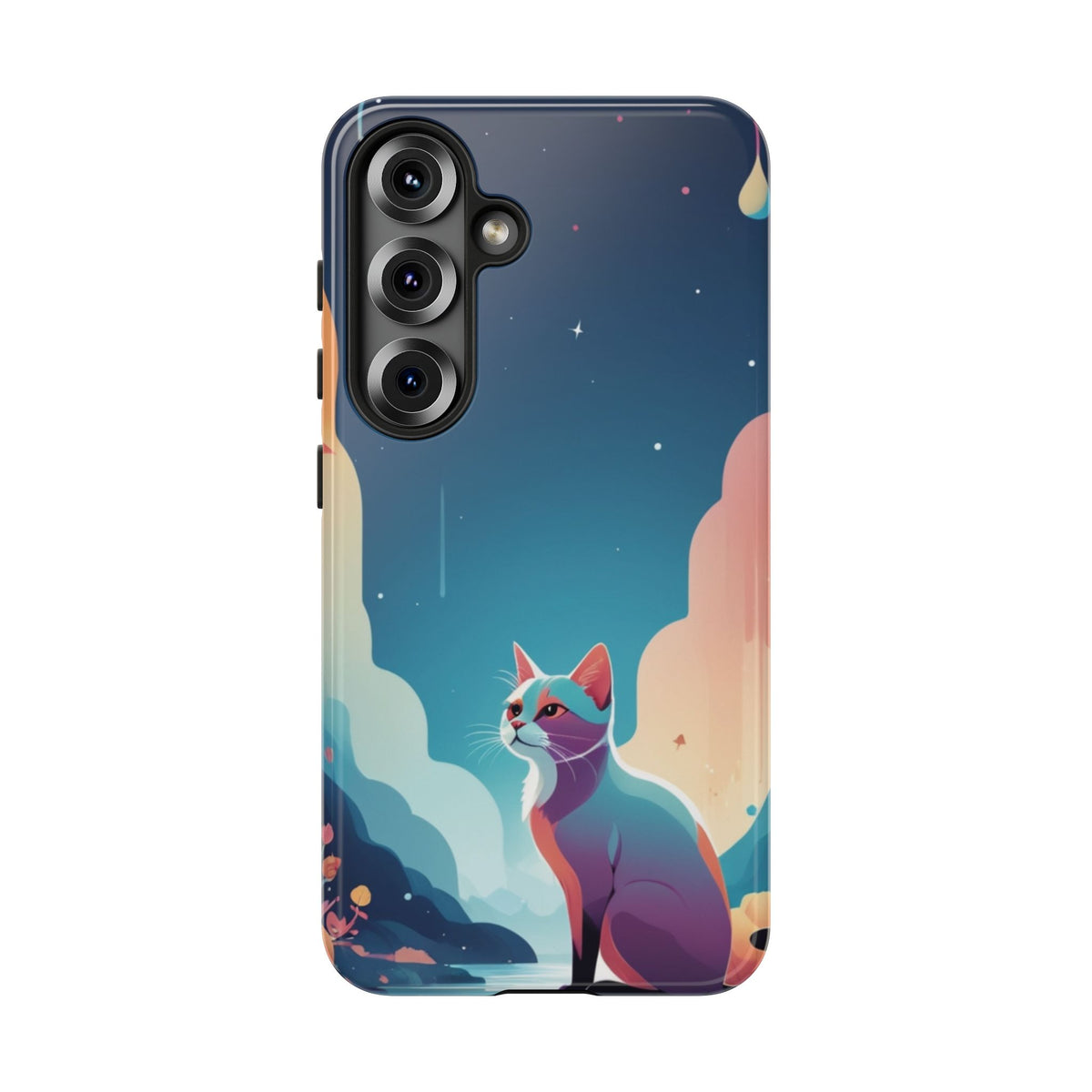 Stylised Cat Design Phone Case - Multicolor Phone Case - Samsung Galaxy S25 / Glossy