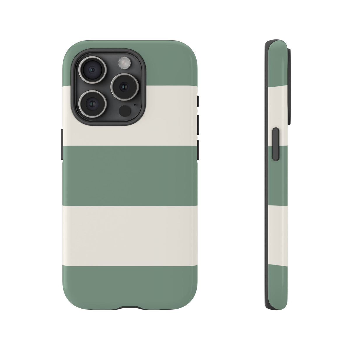 Green & White Horizontal Stripe Pattern Phone Case - Green Phone Case - iPhone 15 Pro / Glossy