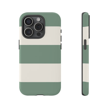 Green & White Horizontal Stripe Pattern Phone Case - Green Phone Case - iPhone 15 Pro / Glossy