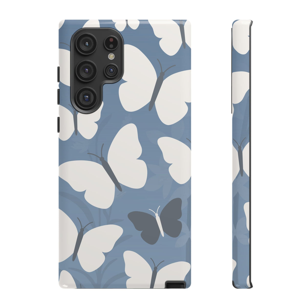 Minimalist Light Blue Butterfly Pattern Phone Case - Blue Phone Case - Samsung Galaxy S22 Ultra / Glossy