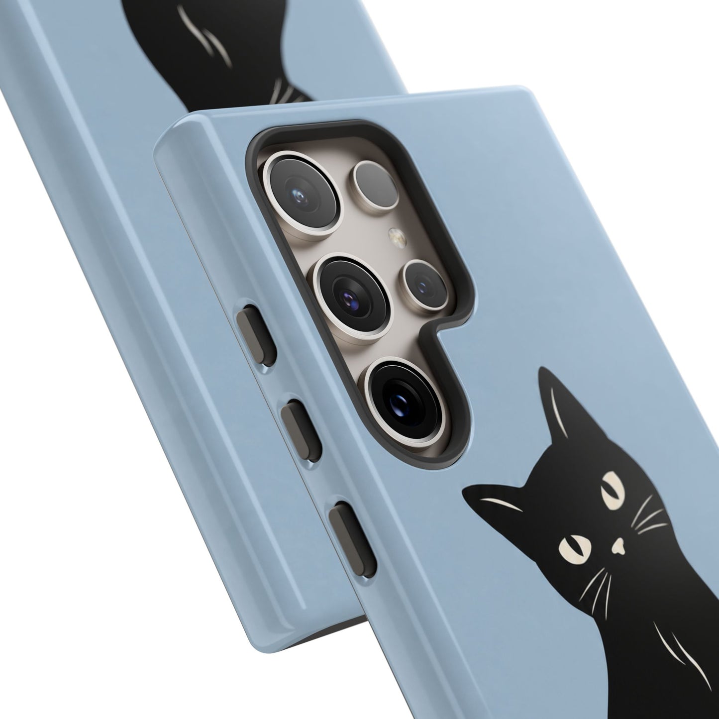Minimalist Powder Blue & Black Cat Phone Case
