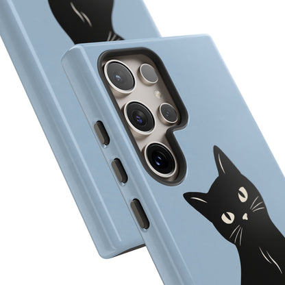 Minimalist Powder Blue & Black Cat Phone Case