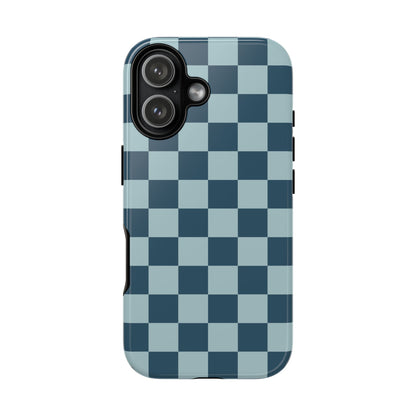 iPhone 17 / Glossy Phone Case - ’Blue Checkered Pattern’ Phone Case