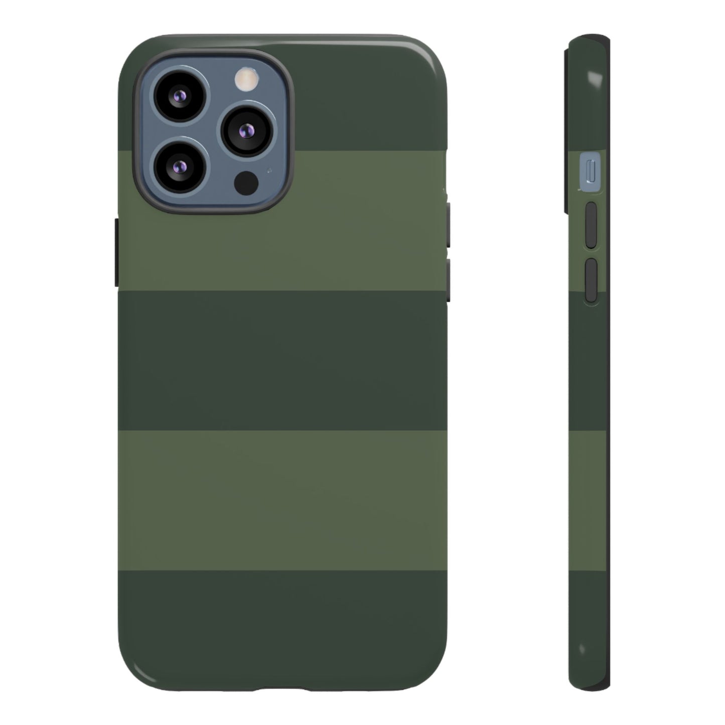 iPhone 13 Pro Max / Glossy Phone Case - Green Horizontal Stripe Pattern Phone Case