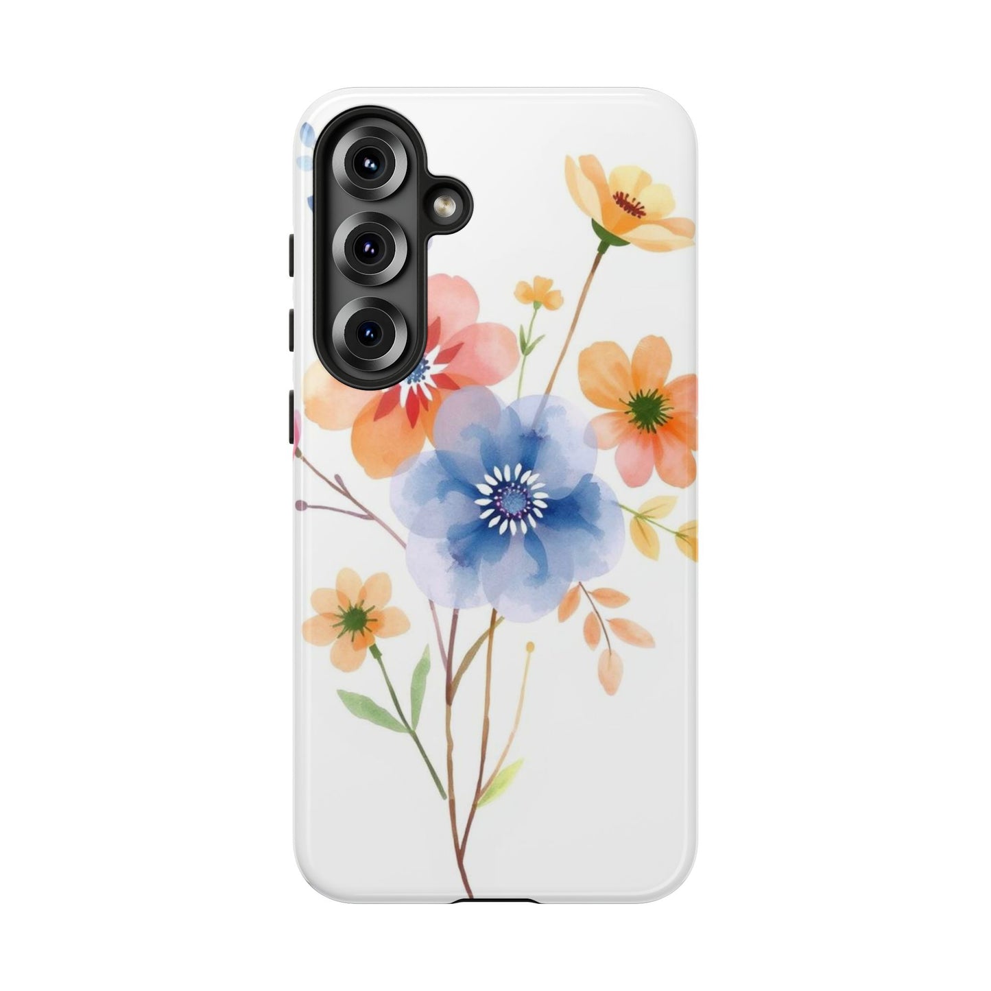 Samsung Galaxy S25 Plus / Glossy Phone Case - Boho Chic Watercolour Bouquet Pattern Phone Case