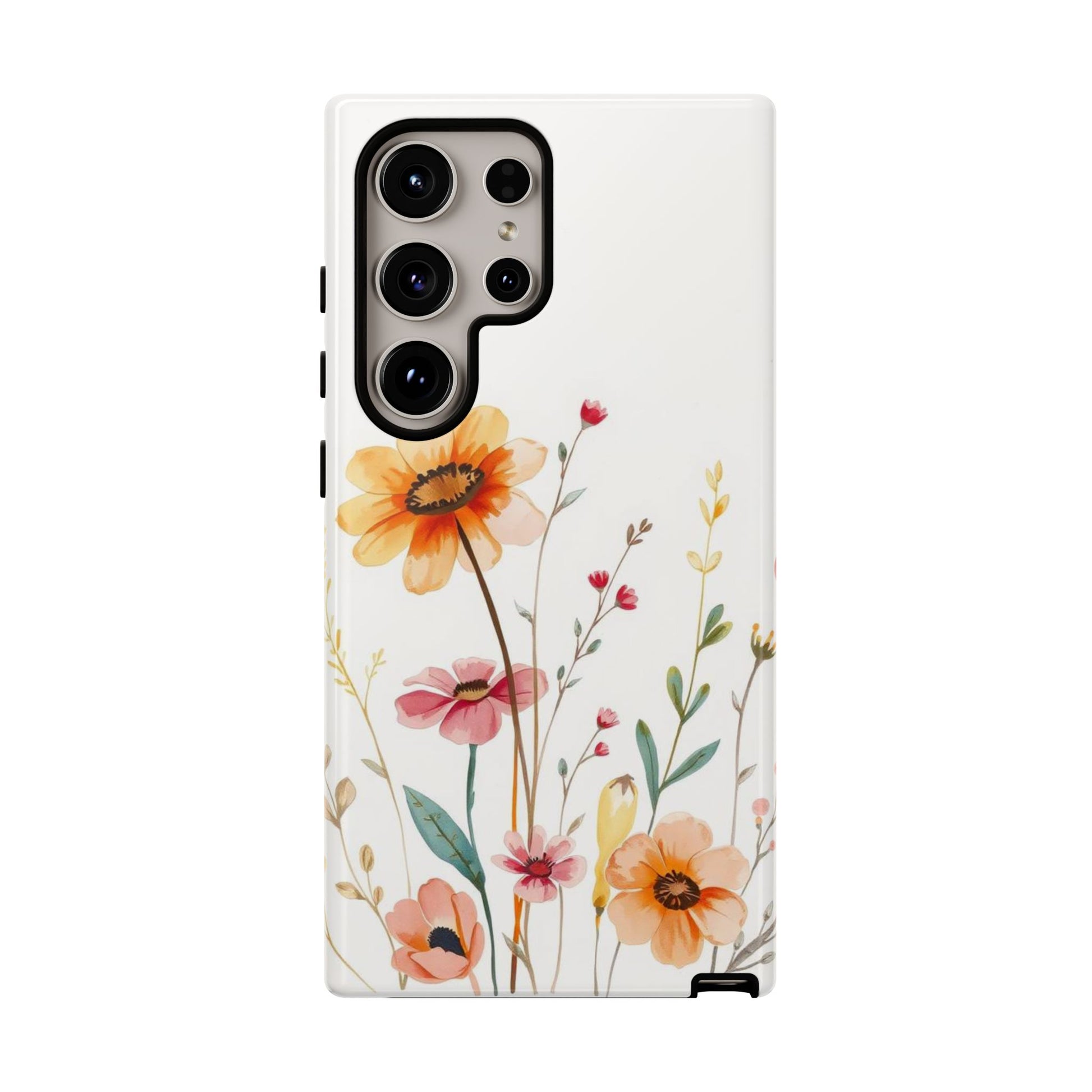 Samsung Galaxy S24 Ultra / Glossy Phone Case - Boho Chic Watercolour Wild Blooms Pattern Phone Case