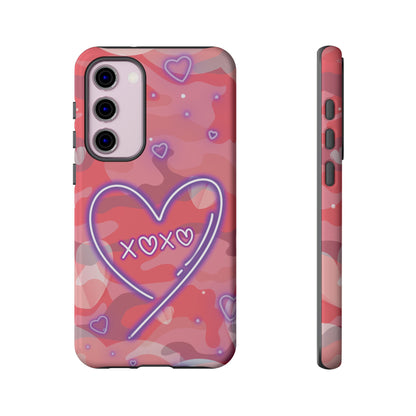 Love Heart Neon Camo Phone Case - Pink Phone Case - Samsung Galaxy S23 Plus / Glossy