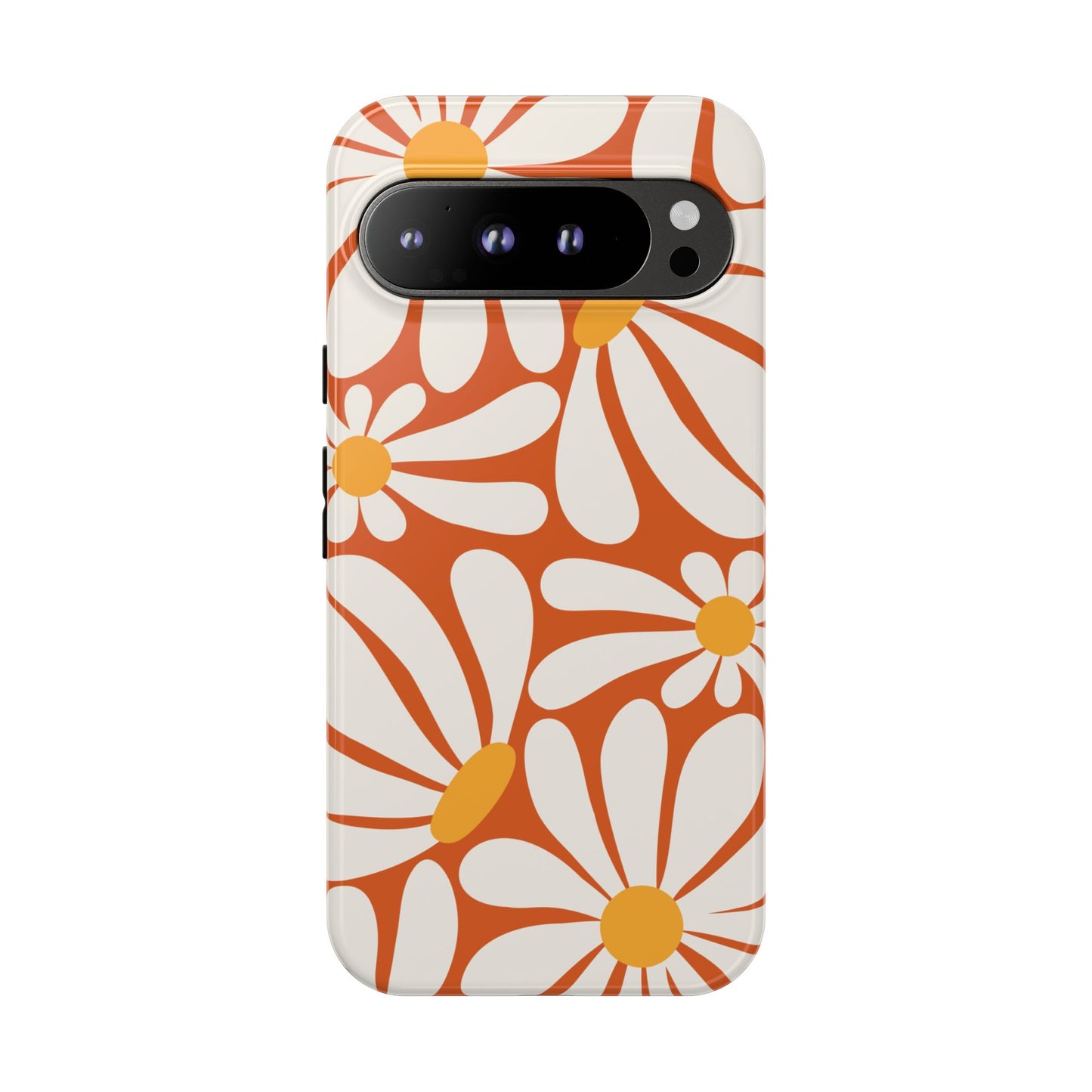 Retro Orange Daisy Pattern Phone Case - Orange Phone Case - Google Pixel 9 Pro XL / Glossy