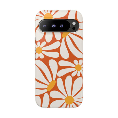 Retro Orange Daisy Pattern Phone Case - Orange Phone Case - Google Pixel 9 Pro XL / Glossy