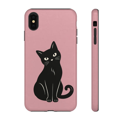 Minimalist Blush Pink & Black Cat Phone Case